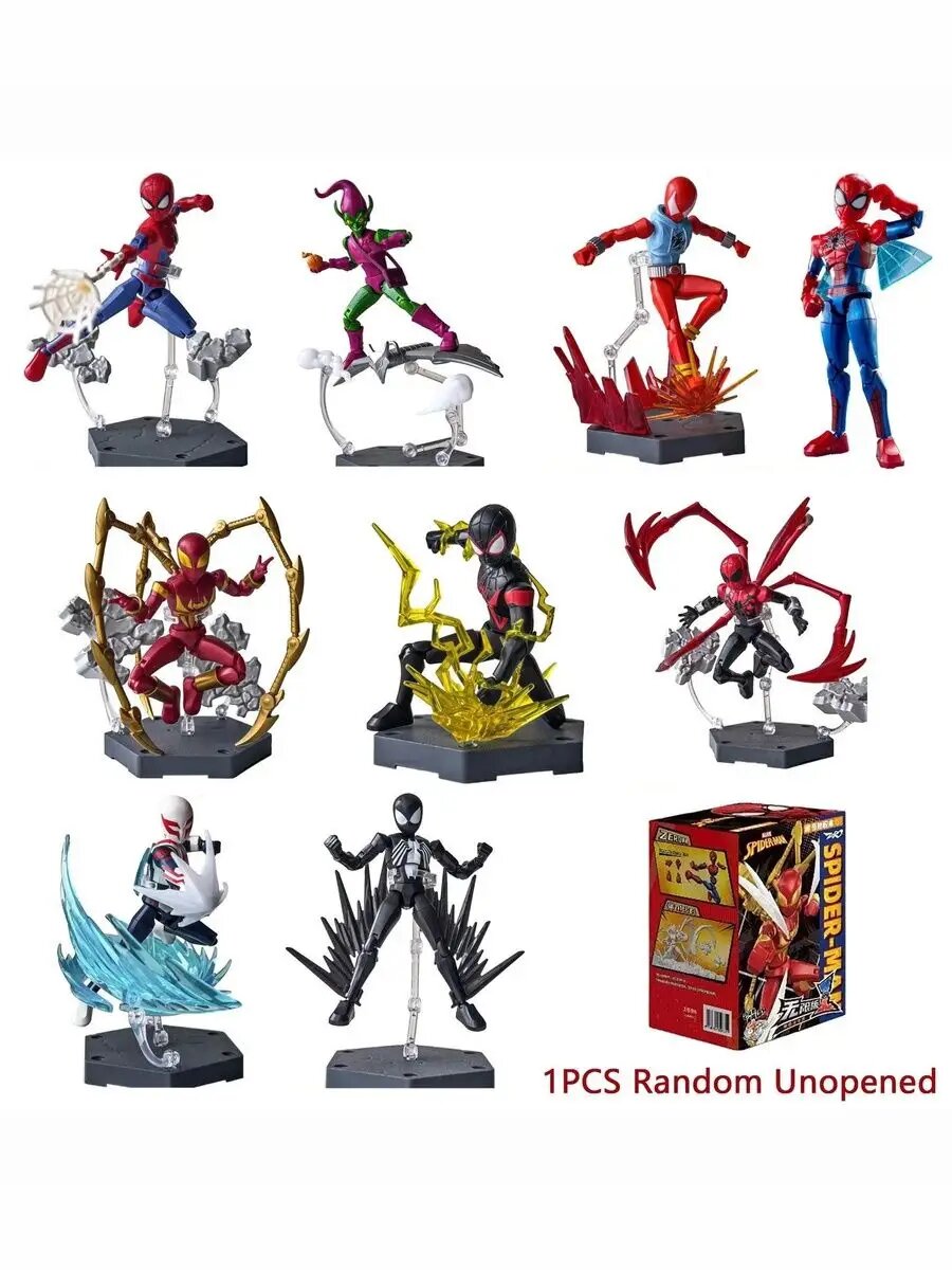 100% Original коллекционная игрушка /Слепая коробка/Marvel Spider Man Action Figure Model Kit Unopened Blind Box Keeppley