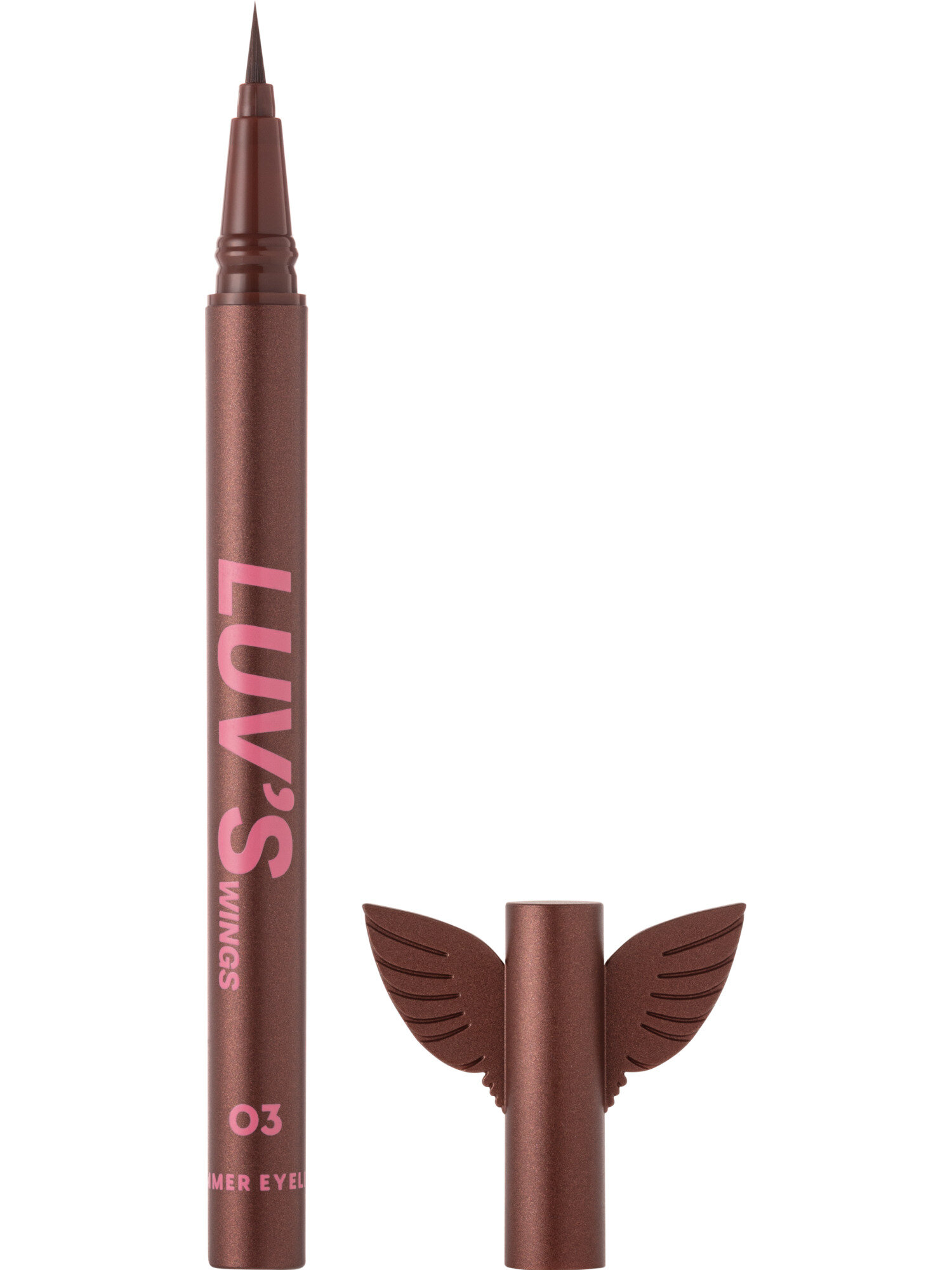 Подводка для глаз Love Generation Luv's Wings, сияющая, ворсовая кисточка, тон 03, бургунди с шиммером, 0,5 мл