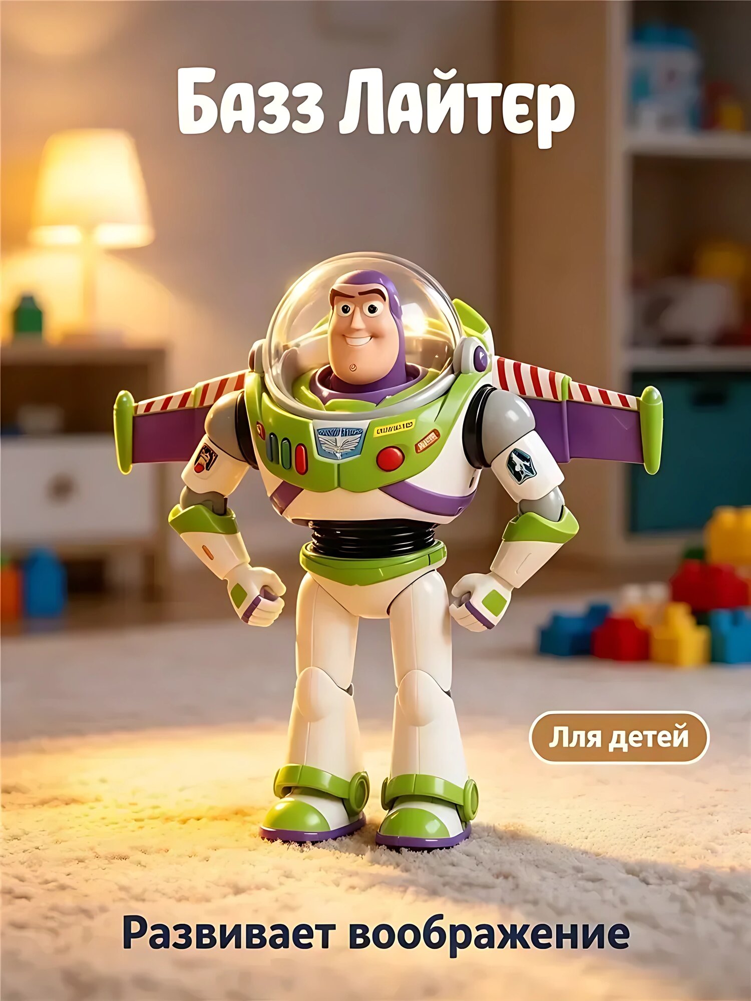 Фигурка Базз Лайтер 30 см, свет и звук, интерактивная игрушка Toy Story 4, пластик