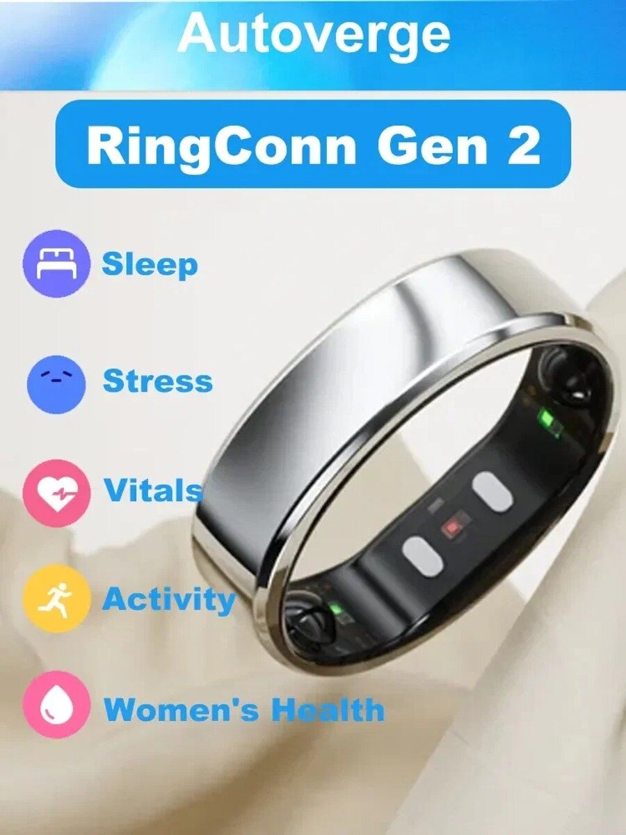 Умное кольцо - RingConn Gen 2, активность сердца, температура, стресс, кислород крови, активность, здоровье женщин