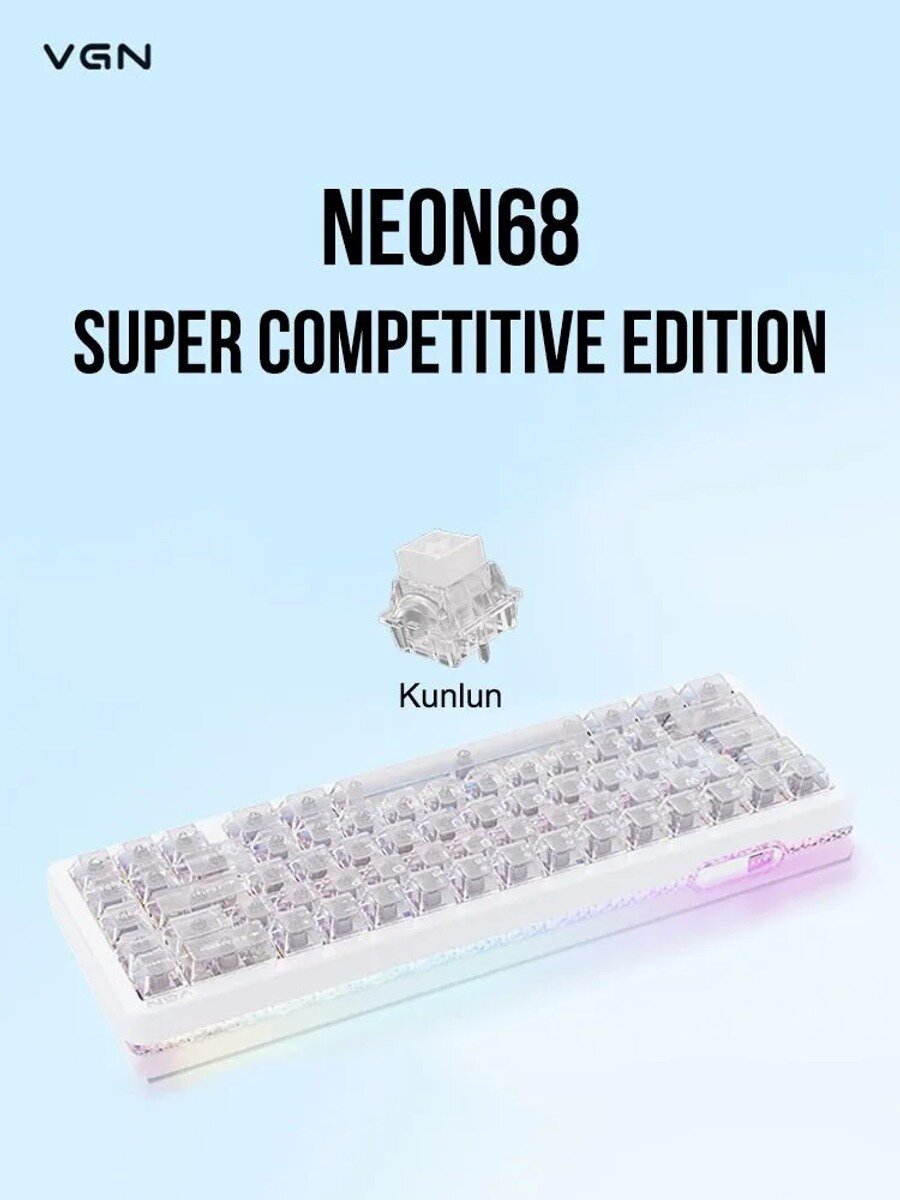VGN Игровая клавиатура проводная Neon 68 Super Competitive Edition, Английская раскладка, серый металлик