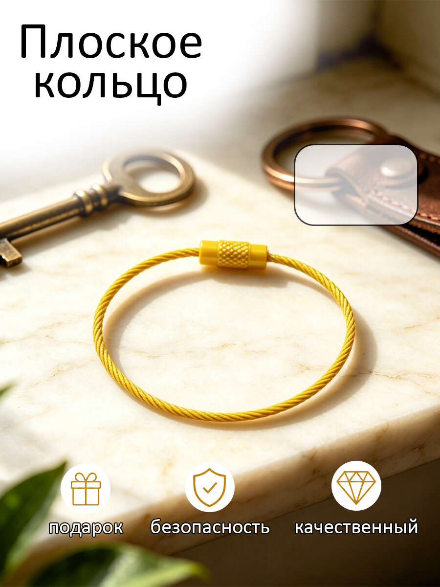 Кольца для ключей стальные проволочные, 10 шт, золотые