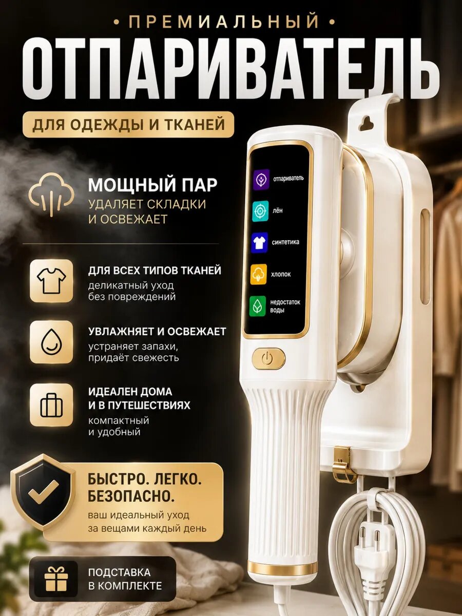 Отпариватель для одежды, ручной, 3000 Вт, с дисплеем