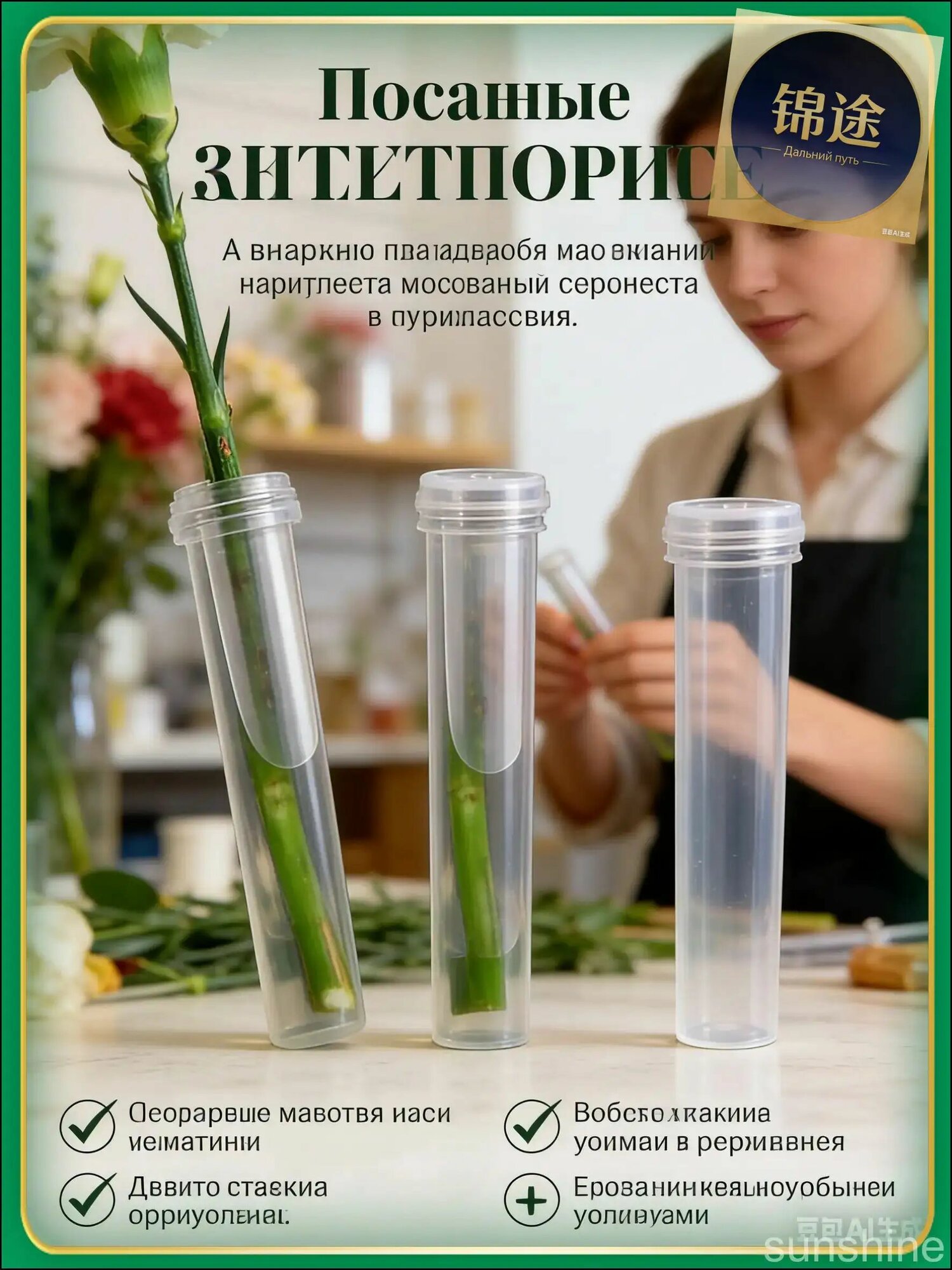 Колбочки - пробирки флористические пластиковые с крышкой 30 шт