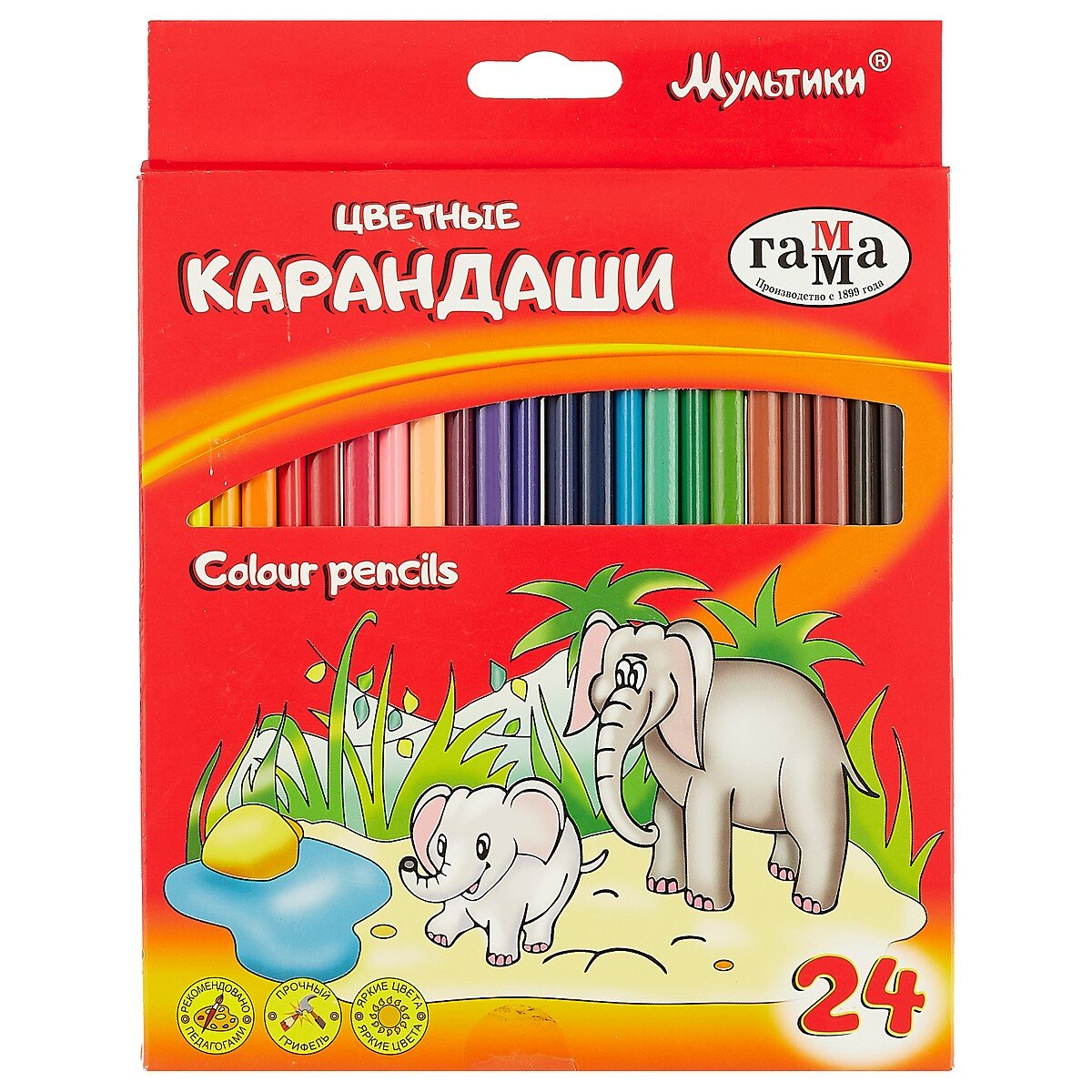 Карандаши цветные «Мультики», гамма, 24 цвета
