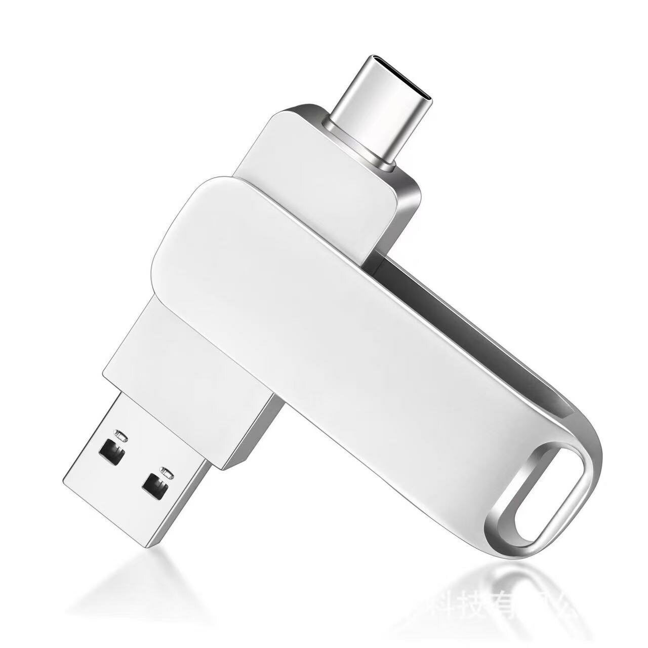 Металлическая вращающаяся флешка USB 3.0 Type-C для авто и ПК, Серебряная, 8 ГБ