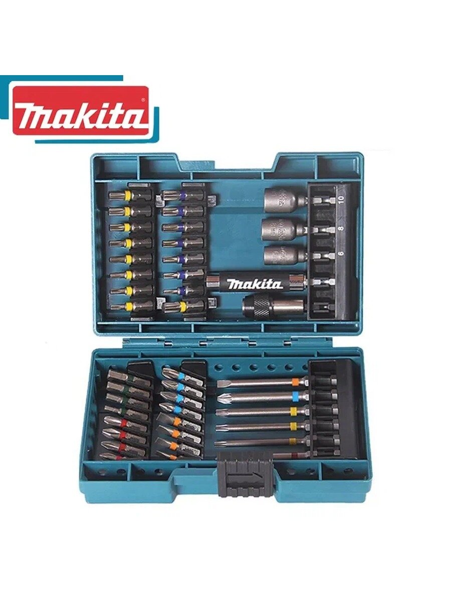 Makita B-55697 Цветная кодировка бит-отверток набор из 43 Различные размеры легко идентифицируются