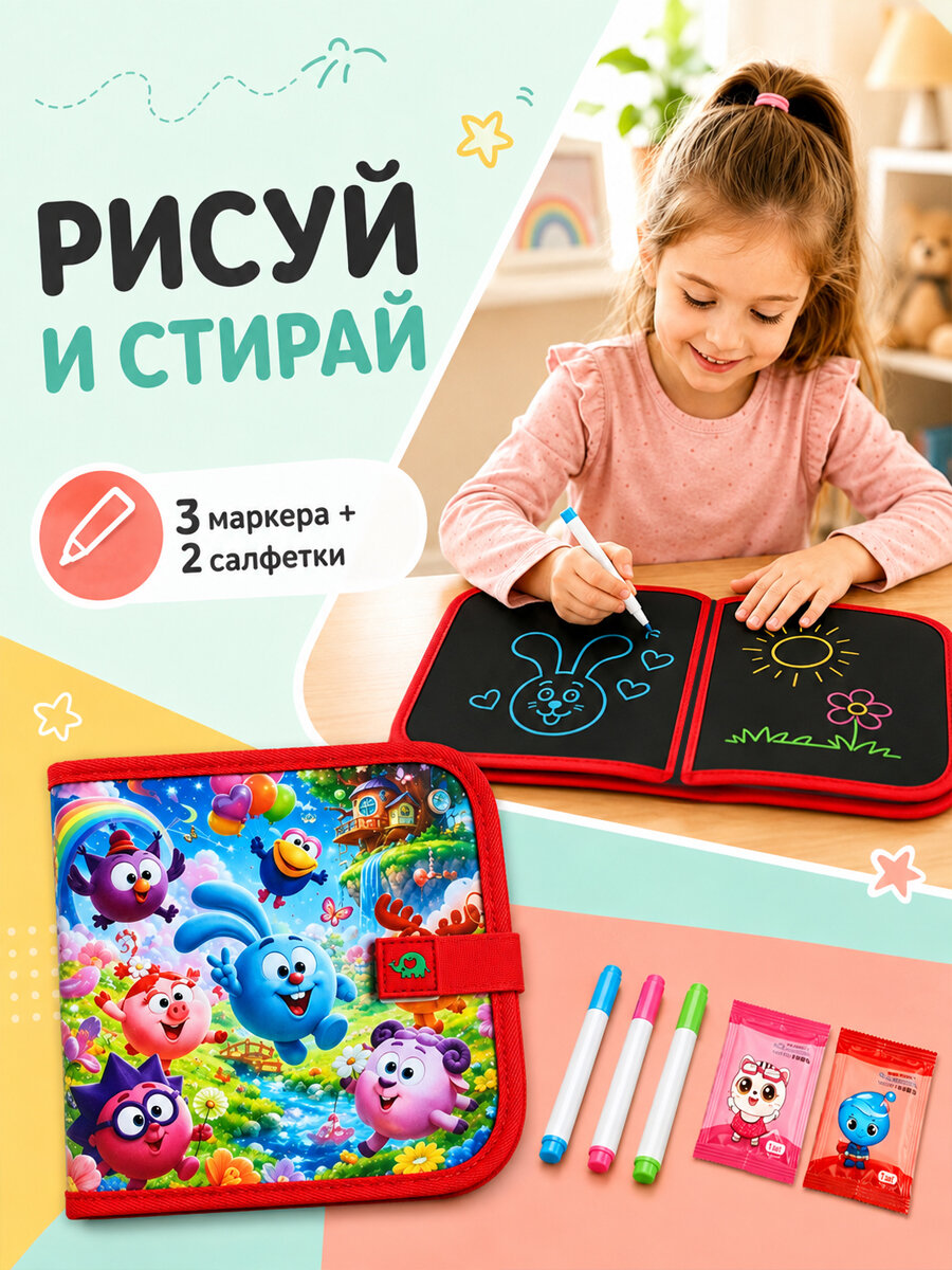 Альбом для рисования детский, пиши - стирай развивающая тетрадь, раскраска для малышей