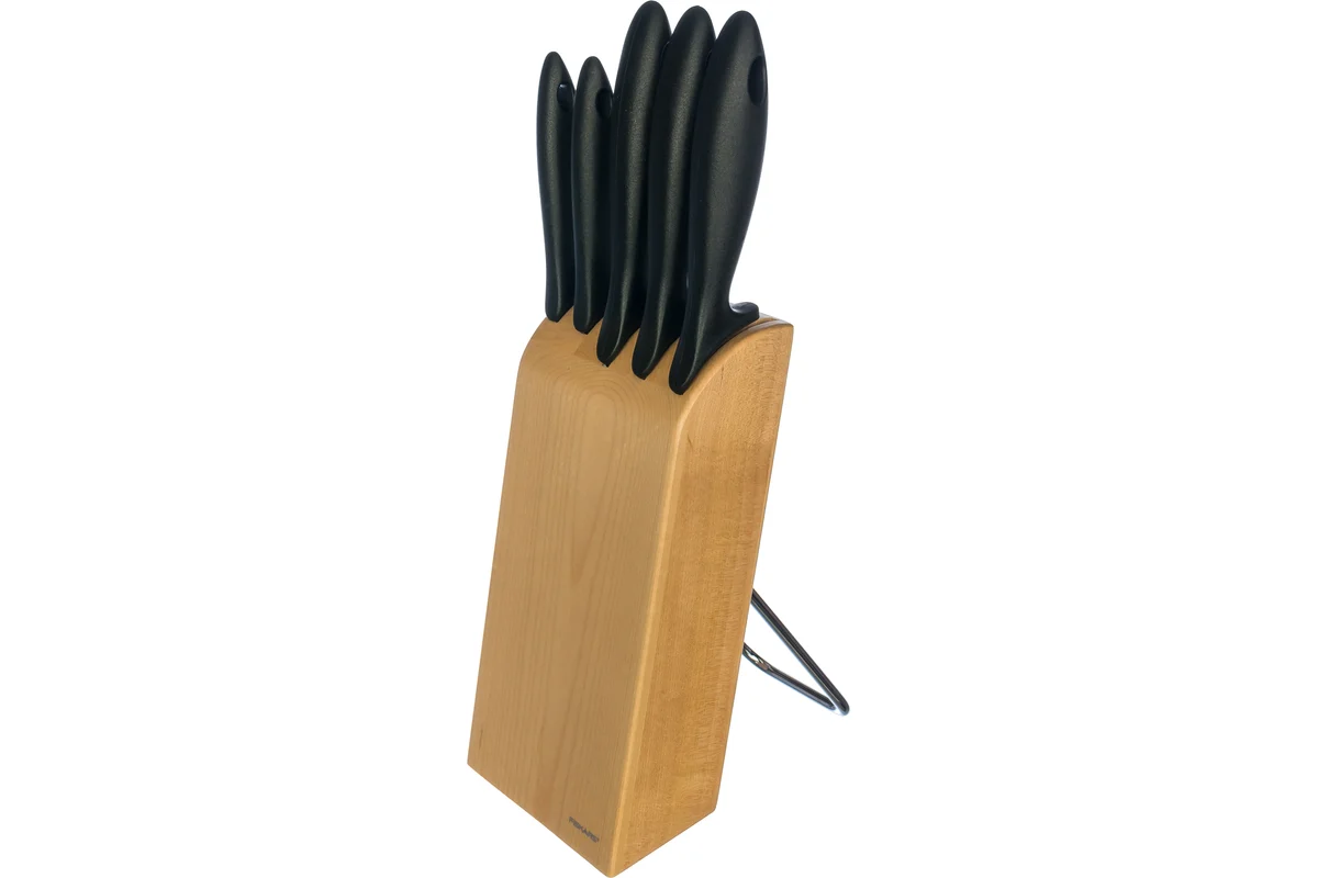 Набор ножей Fiskars Essential с берёзовым блоком, 6 предметов