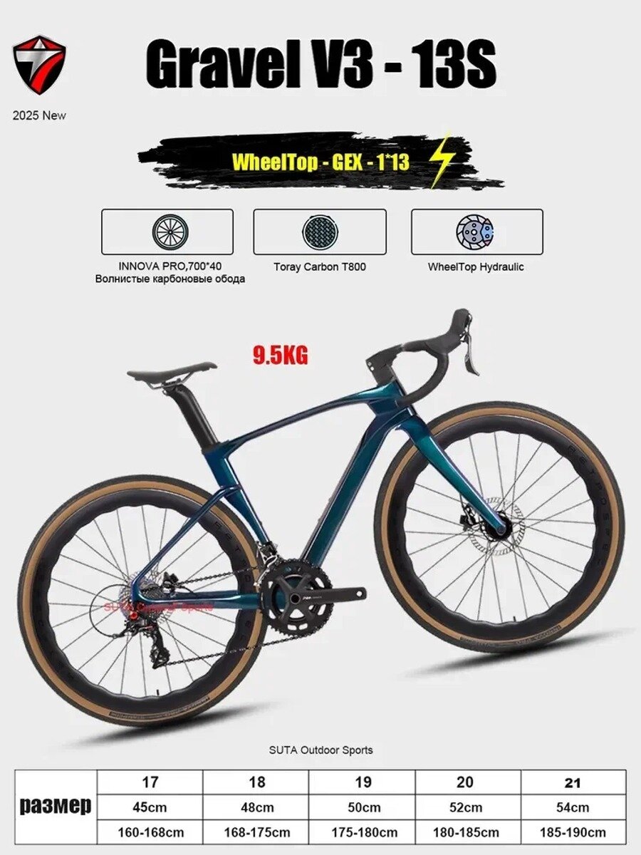 TWITTER BIKE Велосипед Гравийный, Gravel V3 WheelTop GEX-13 , карбоновые обода