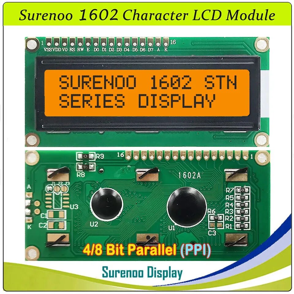 Surenoo 1602 ЖК-дисплей 16x2 Parallel-1602A1-YGO