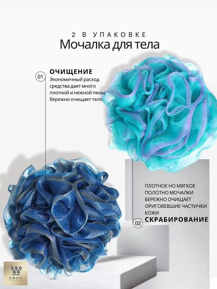 Шаровидный эксфолиатор эксклюзивный, 2 штуки, для женщин и мужчин