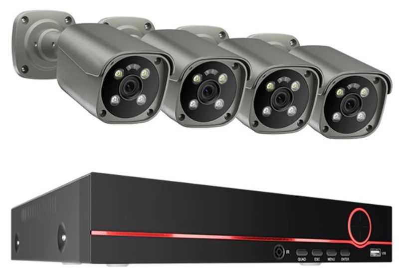 Цифровой IP POE комплект видеонаблюдения на 4 камеры 8Mp со звуком MiCam Tech 8044P Готовый проводной комплект видеонаблюдения Система видеонаблюдения