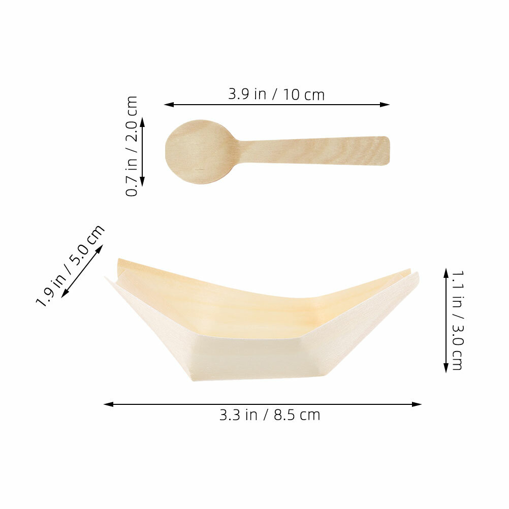 Деревянные Лодочки Для Суши 1 Шт В комплекте Ложки Размер 8.50X5.50X3.00CM