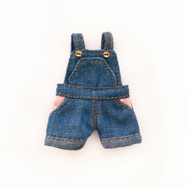 Джинсовый комбинезон для куклы Ob11 Синий, Blue (pocket model)