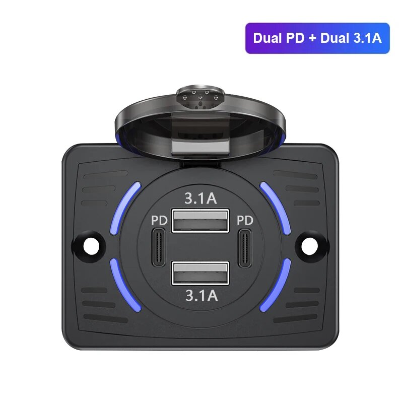 12 В-24 В Dual USB QC3.0 PD 3.1A/2.1A Автомобильное зарядное устройство Разъем для Dual PD USB 3.1A