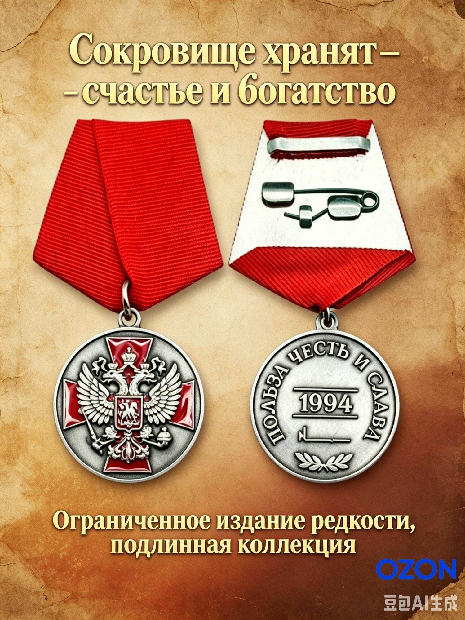 За заслуги перед Отечеством II степени 1994 Польза честь и слава, реплика медали