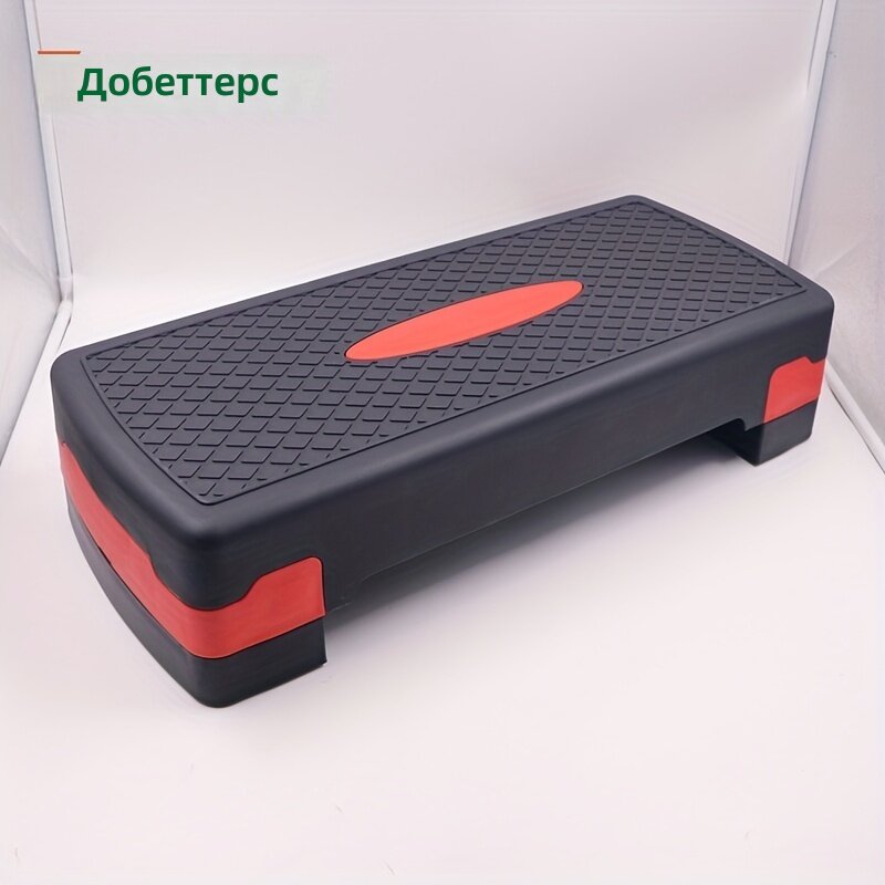Регулируемая аэробная степ-платформа для фитнеса с вертикальной опорой, овальная двухъярусная, 26,77 дюйма, красно-черная