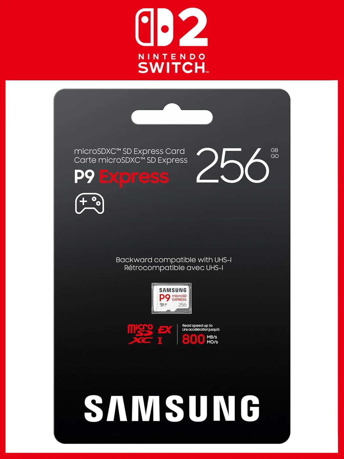 Карта памяти MicroSD Samsung P9 Express 256GB для Nintendo Switch 2 (800 MB/s)