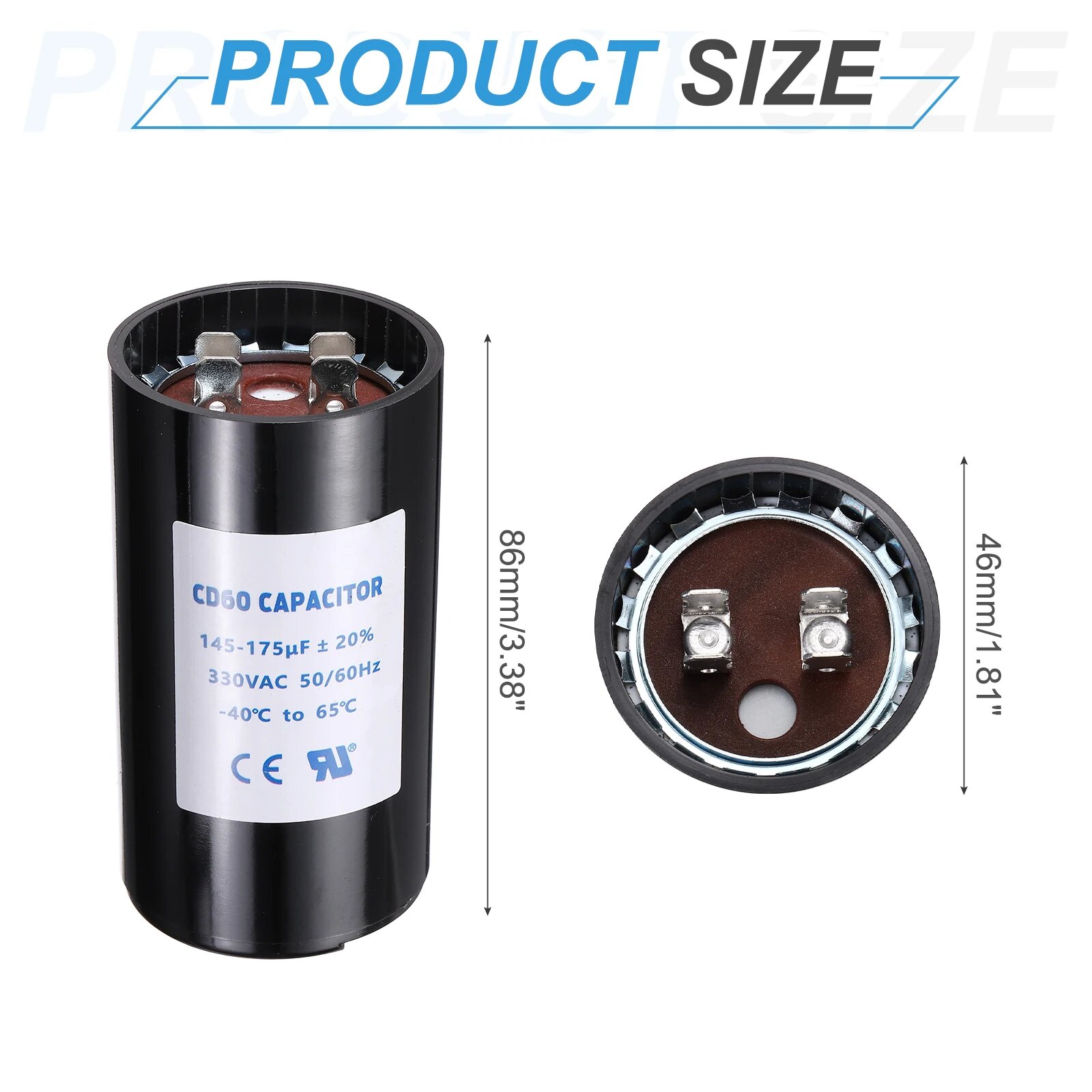 Конденсатор CD60 88-516 мкФ 220-250/330В черн. 330VAC 145-175UF