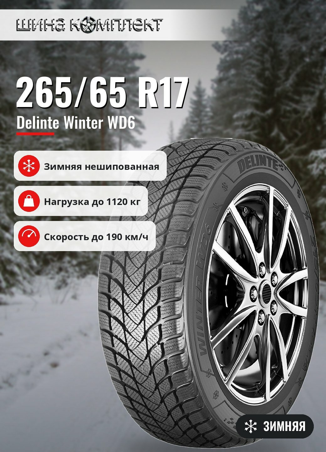 Автомобильная шина Delinte Winter WD6 265/65 R17 112T зимняя для легкового автомобиля