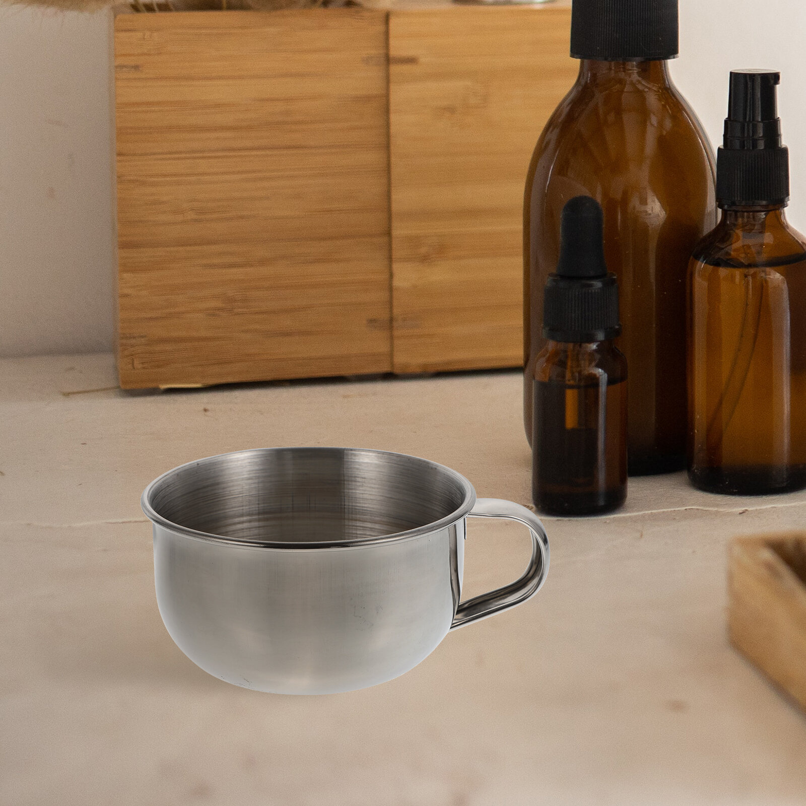 Stainless Steel Shaving Bowl With Handle For Men Silver 10x8 5cm