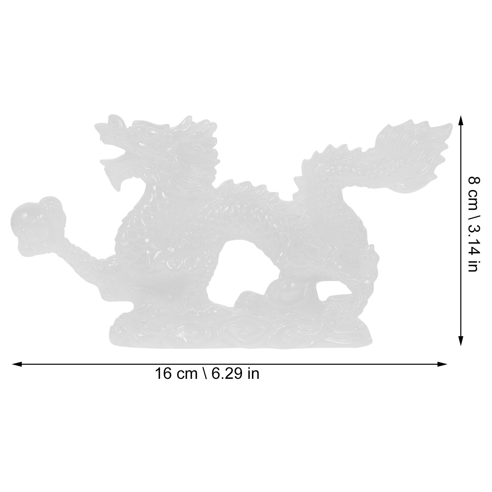 Статуэтка Дракона Из Резины Белого Цвета Размер 16.00X8.00X3.50Cm