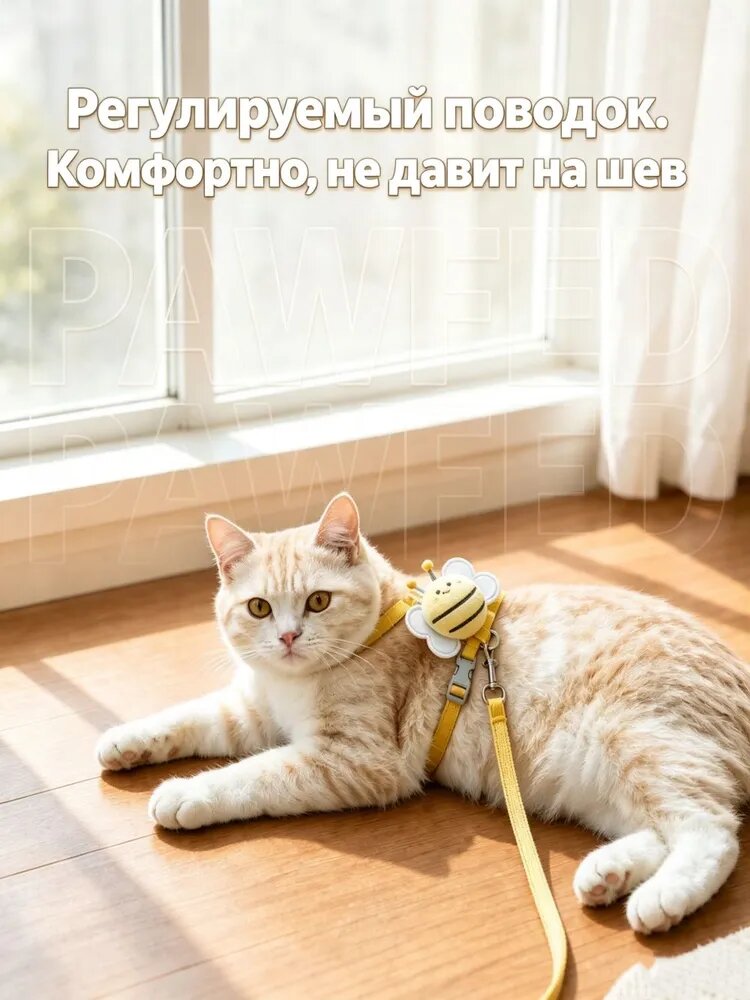 Cat safety harness, vest, and leash 1,8 метра