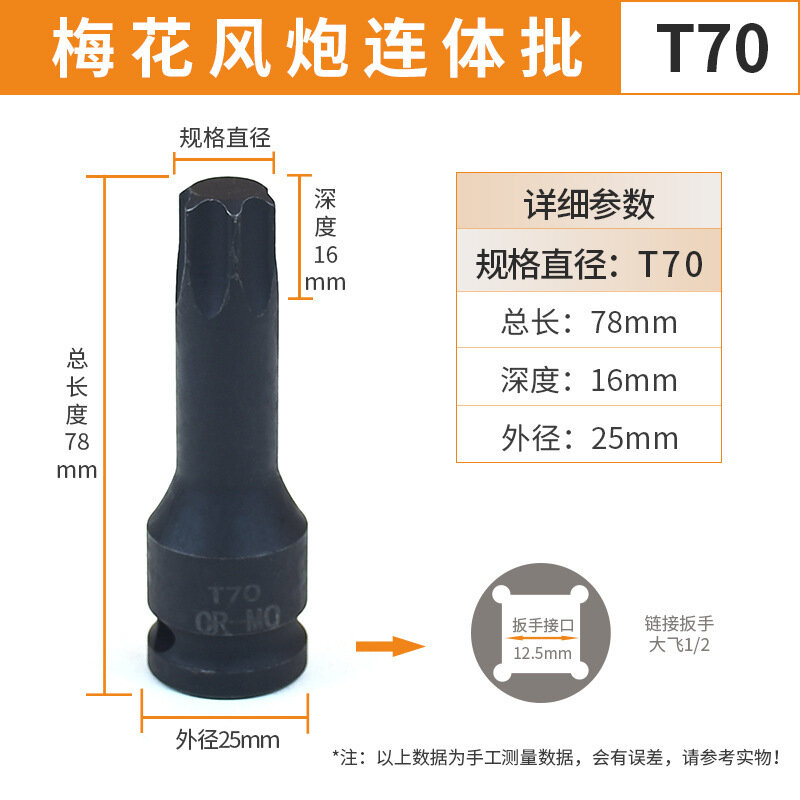 Ударная торцевая головка Torx T тип 1/2" 12.5мм T70
