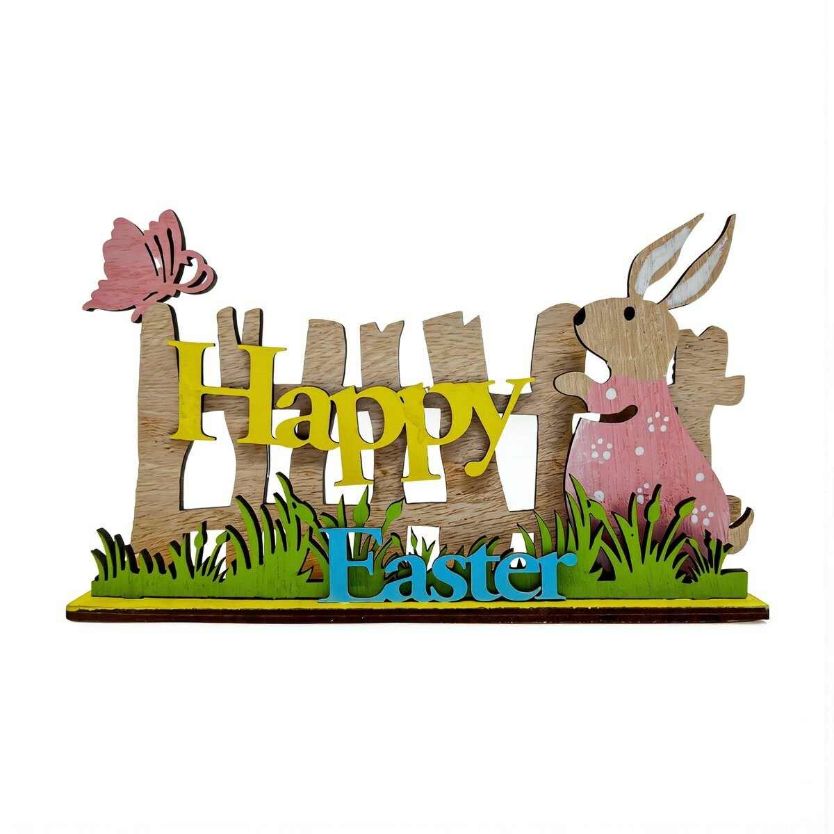 Деревянная пасхальная декорация фигурка кролика с надписью Easter подставка для стола весенний декор дома на праздник пасхи