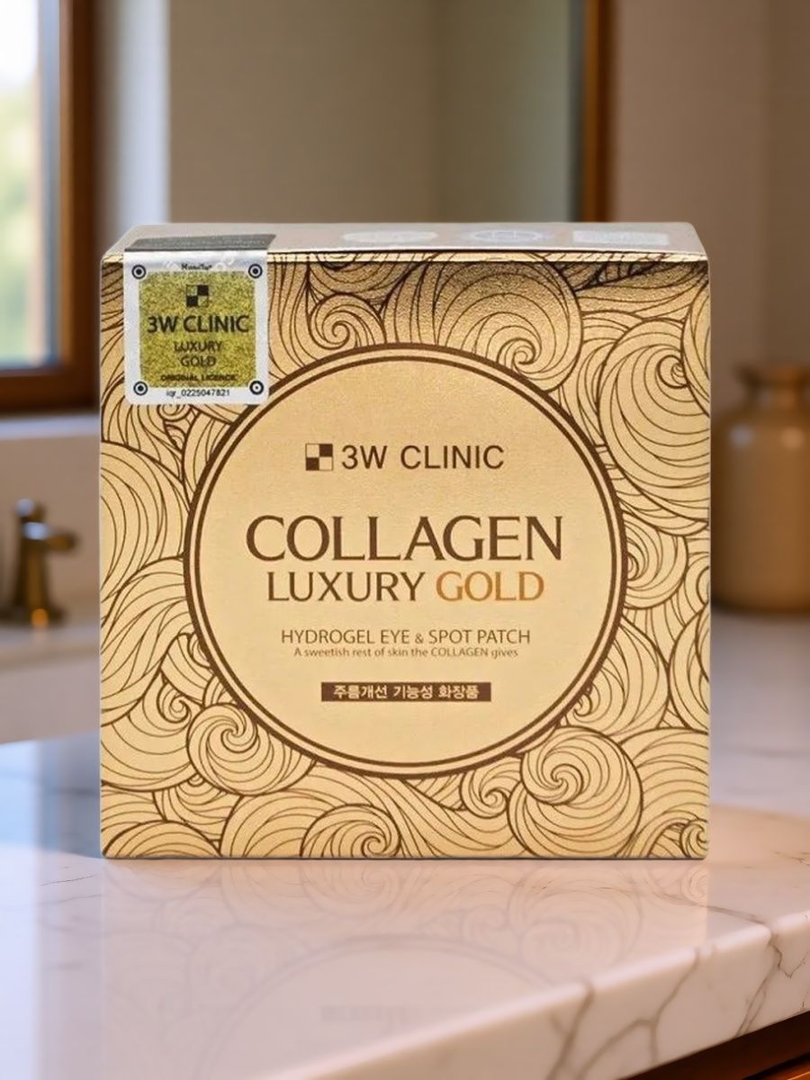 3W CLINIC Гидрогелевые патчи для кожи вокруг глаз с коллагеном и золотом COLLAGEN & LUXURY GOLD HYDROGEL EYE & SPOT PATCH, 90 гр (60 шт.)