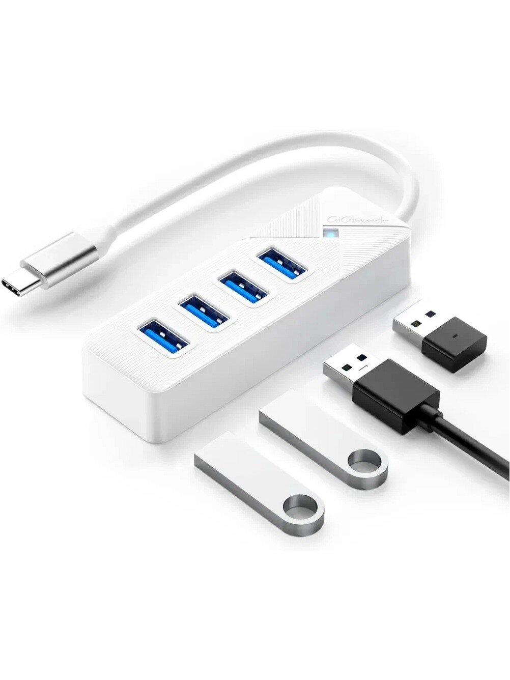 USB-хаб 4-портовый USB 3.0 (5 Гбит/с) компактный переходник для MacBook, Windows, Linux Белый 0.15 м
