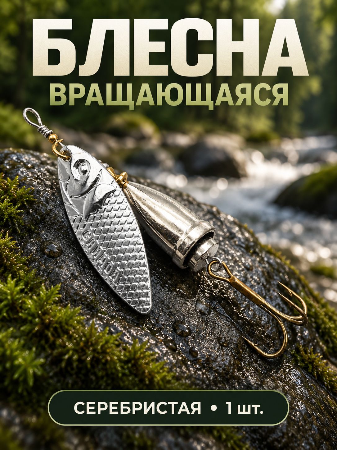 Блесна вращающаяся рыболовная 16 г серебристая для окуня, щуки, судака