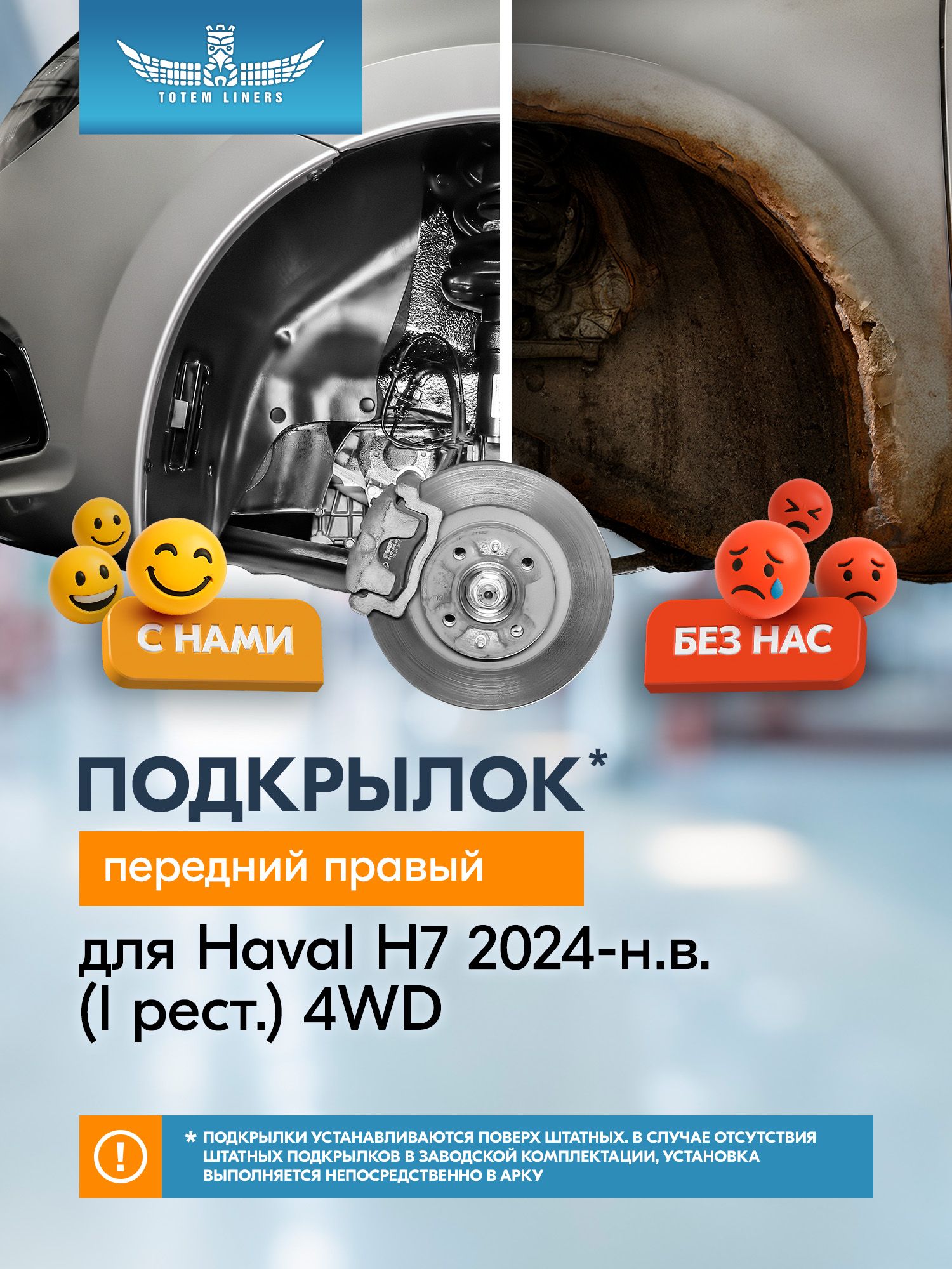 Подкрылок для HAVAL H7 2024-н. в. передний правый (Хавал Н7) Внедорожник 5 дв. 4WD - TOTEM