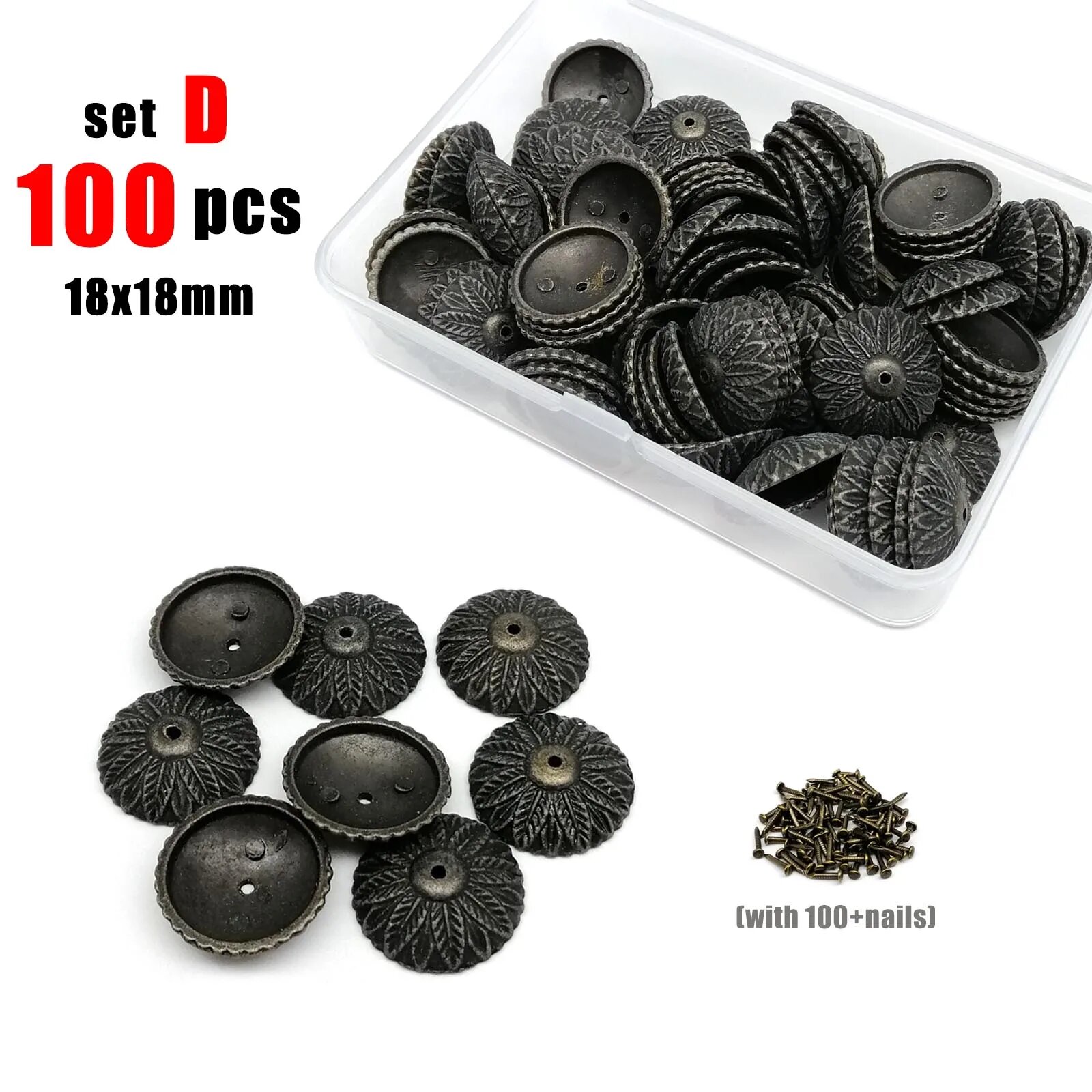 Комплект из 100 гвоздей и шайб из железа D dia 18mm 100pcs