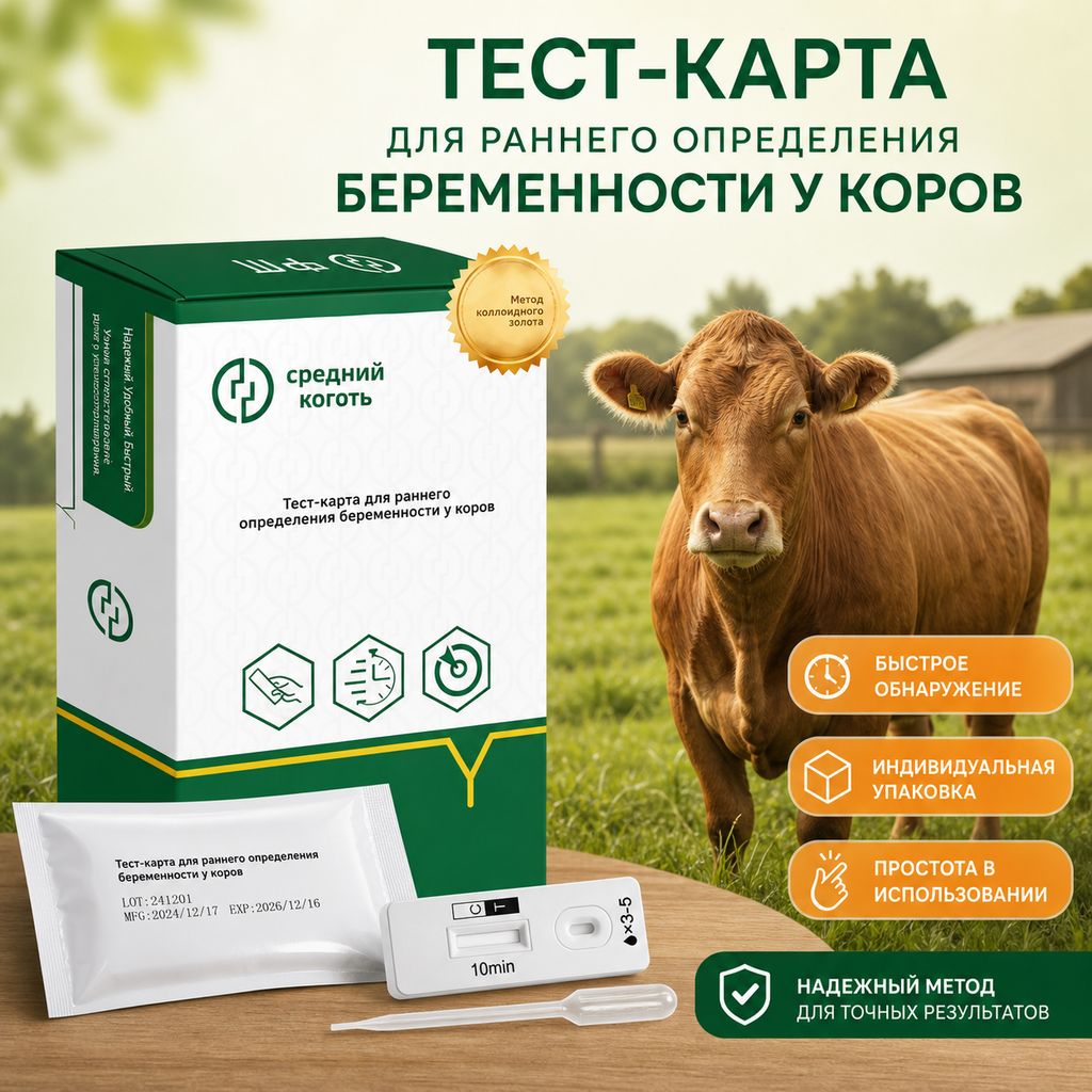 Тест полоски на беременность для коров, быстрый диагностический тест (1 шт.)