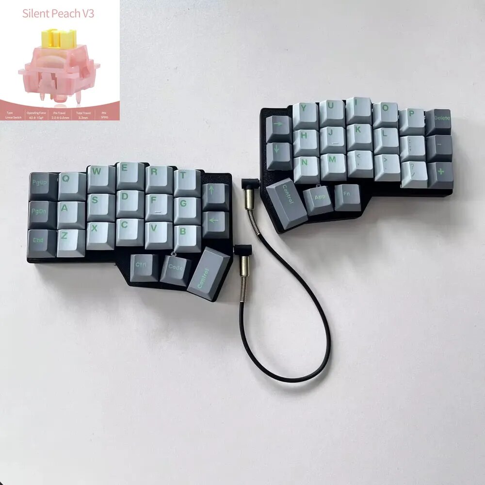 Клавиатура проводная , (Outemu Silent Peach), Английская раскладка, светло-синий, черный