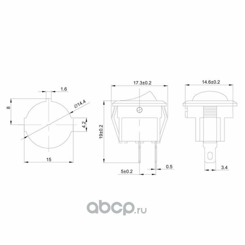 Выключатель клавишный круглый 250V 3A (2c) ON-OFF черный Micro REXANT REXANT 362510