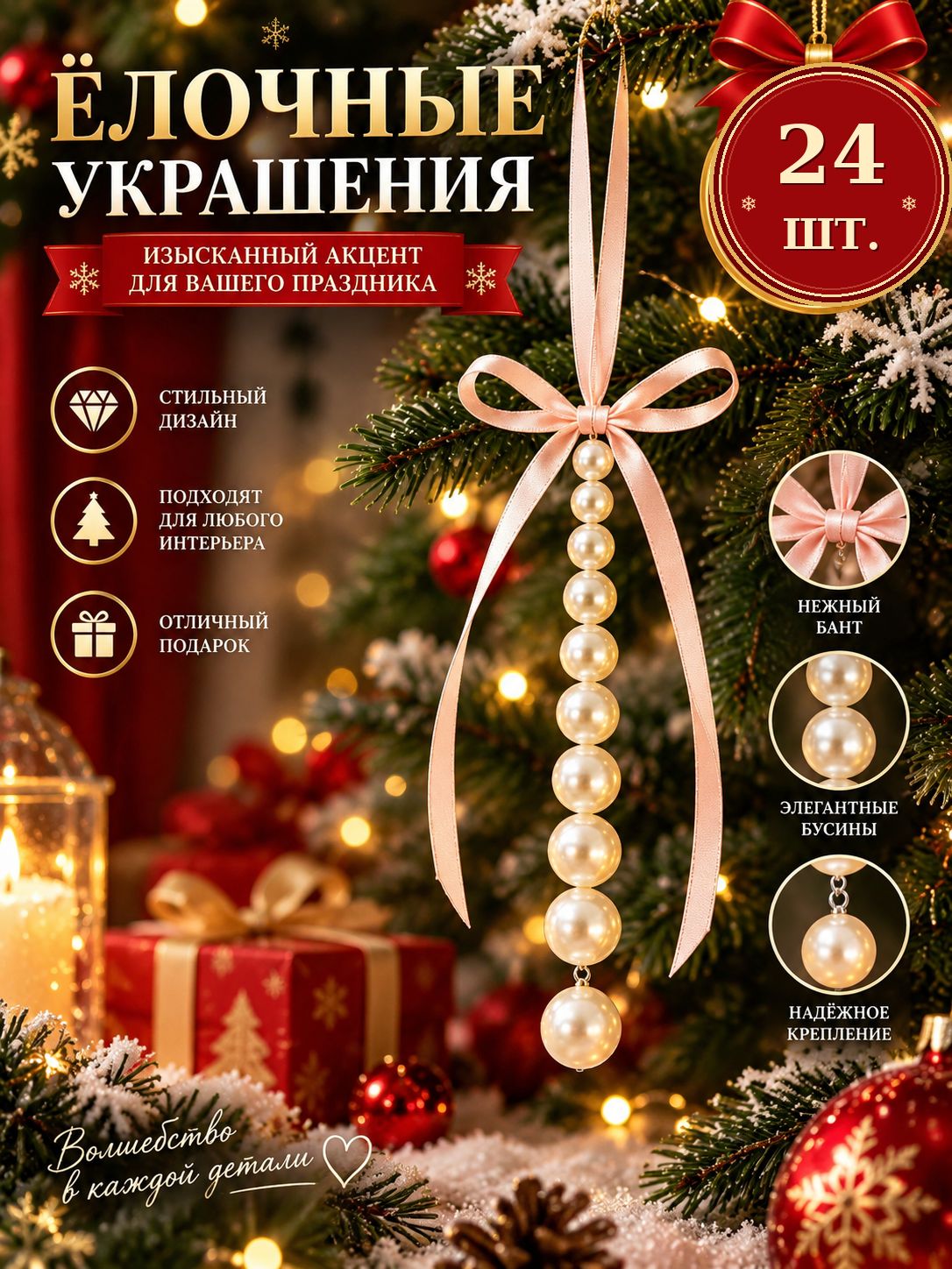 11.5 см 24 шт Елочная игрушка Бабочка