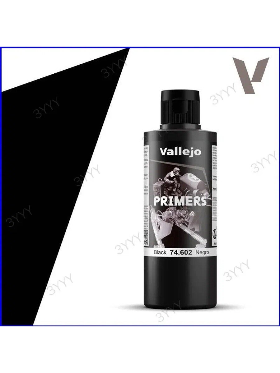 Качественный акриловый грунт Primer Black 74602 от Vallejo для моделирования, объем 200 мл
