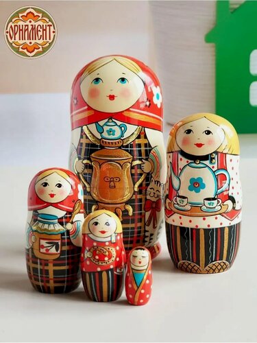 Изображение товара Матрешка деревянная детская развивающая игрушка 5 мест 11 см