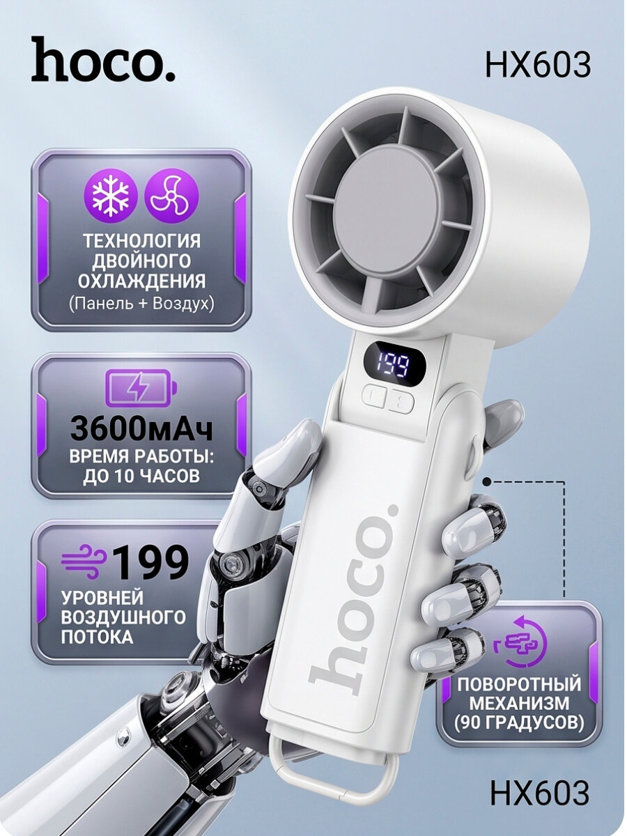 Вентилятор ручной аккумуляторный Hoco HX603*