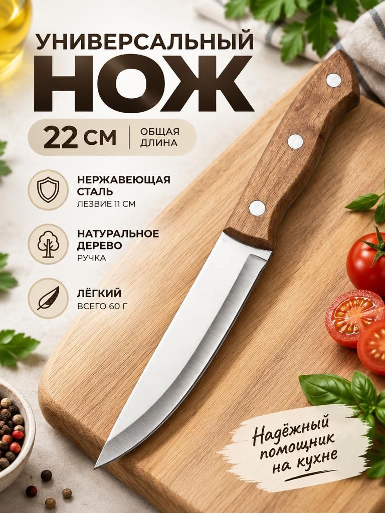 Нож кухонный универсальный маленький для овощей и мяса/Нож кухонный маленький универсальный для чистки овощей, фруктов, очень острый