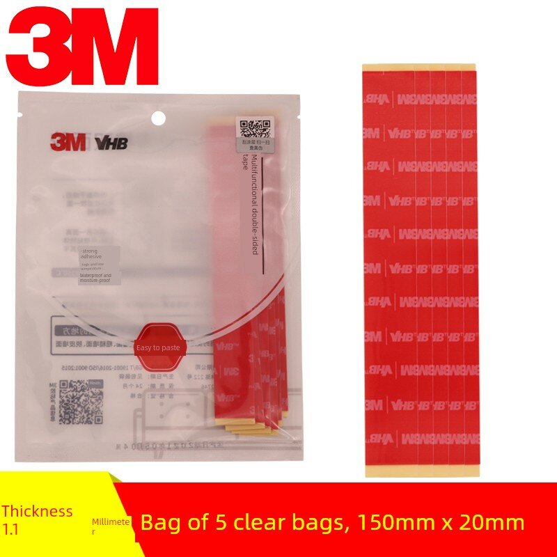3M VHB4910 Высококлеящаяся двусторонняя лента квадратная 150x20 мм прозрачная 6 листов для крепления на стену
