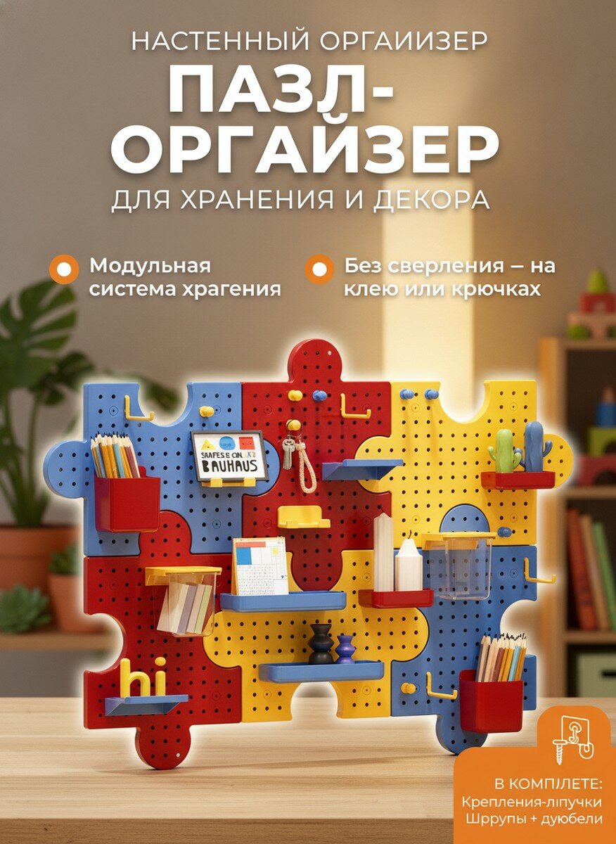 Настенная доска для хранения перфорированных пазлов creative shelf, 84 см