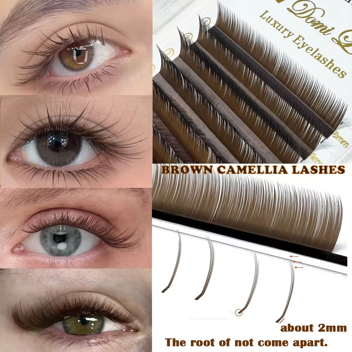 Domi Lash коричневые одиночные ресницы для наращивания 0,07 изгибы LCкоричневые ресницы для наращивания 0,07 LC