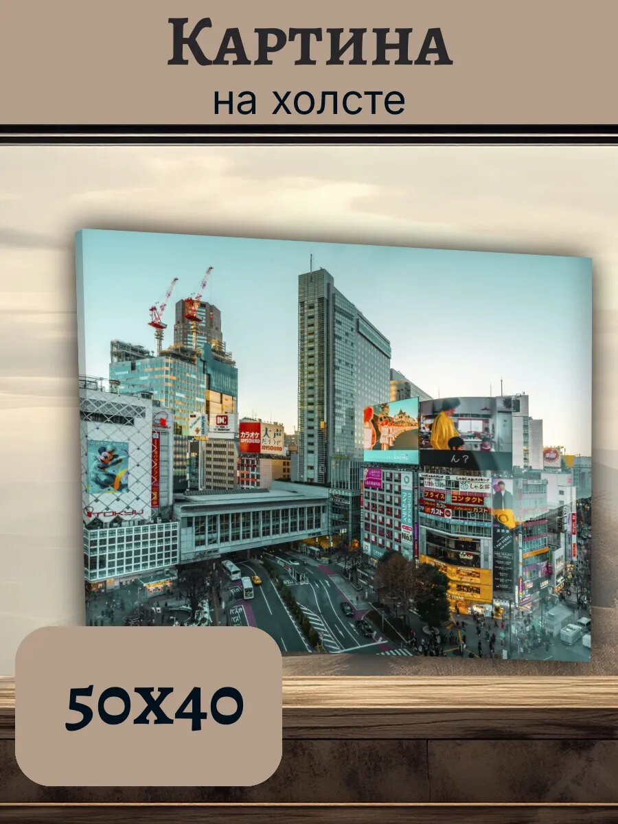 Картина Япония Japan 40x50 Токио Сибуя панорама