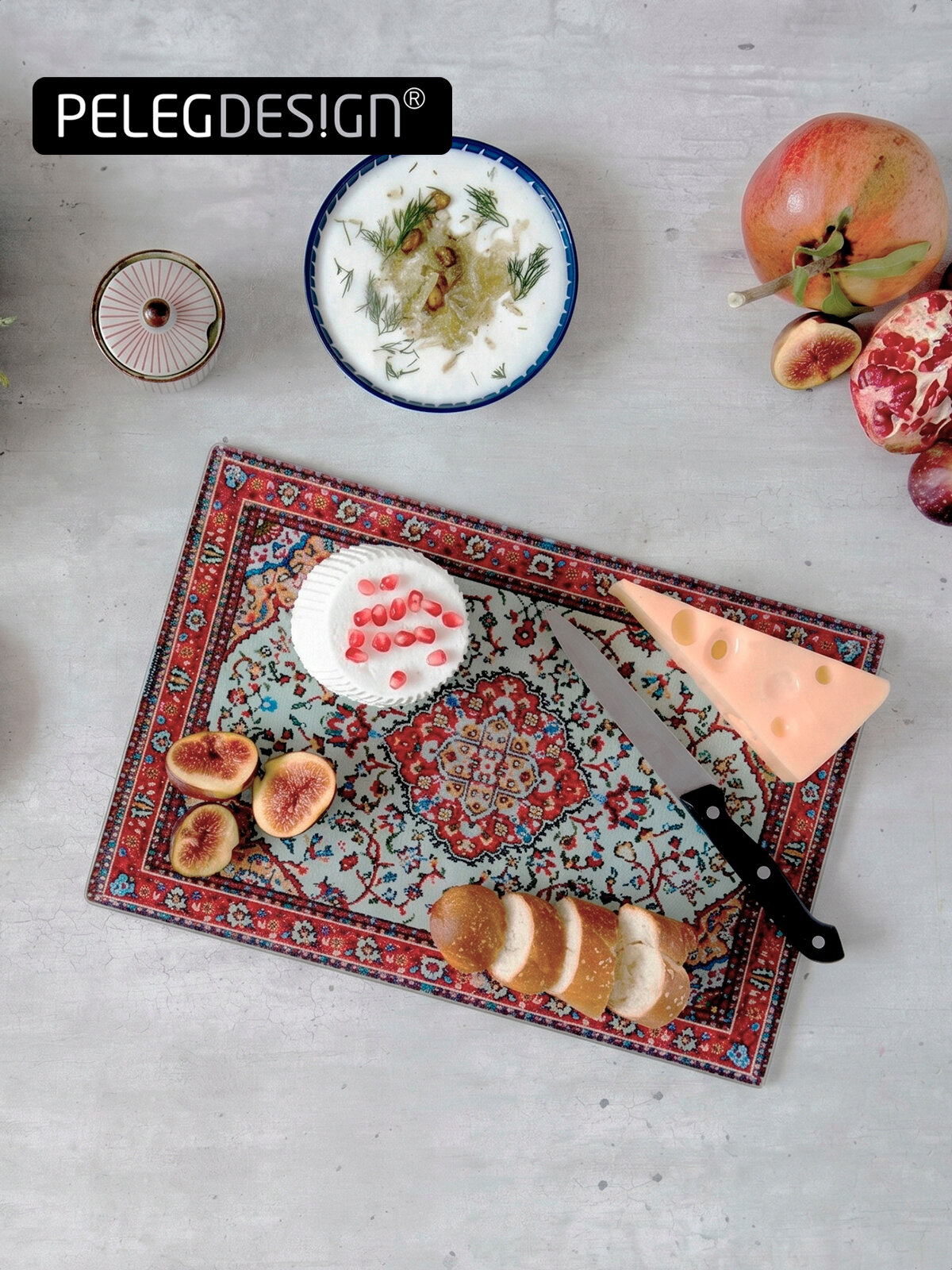 Доска разделочная стеклянная Peleg Design Rugboard, кухонная доска из закаленного стекла