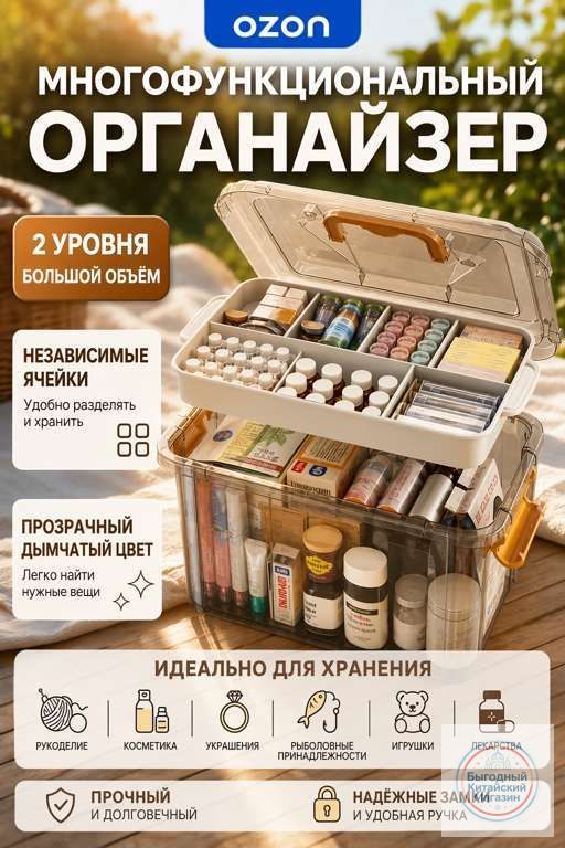 1 шт. Портативный контейнер для швейных принадлежностей среднего размера порядок и экономия места