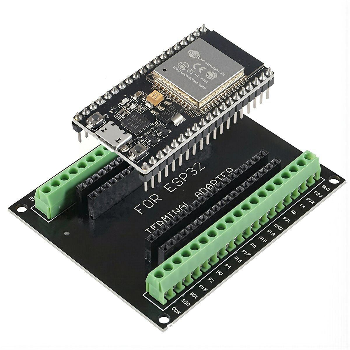 Клеммная плата адаптер ESP32 разветвитель GPIO для проектов интернета вещей 38 пинов, ESP32 38P: плата разработки + разветвитель 22,5 мм, USB
